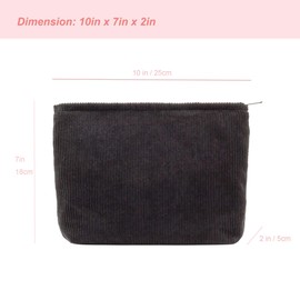 Fokroin Pack of 2 Small Cosmetic Bags, Corduroy Cosmetic Bag, Small Cosmetic Bag for Women, Small Make Up Bag, Corduroy, Toiletry Bag with Zip, Travel Cosmetic Organiser, Makeup Bag, black, white,
