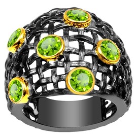 Orchid Jewelry Brass Green Peridot Statement Ring Wedding Gifts for Women