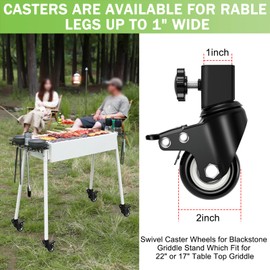 Caster Wheels Set for Blackstone Griddle Stand, 2 Inch Heavy Duty Casters for Blackstone 17" & 22" Griddle Stand, 360 Degree Silky Swivel, Pack of 4