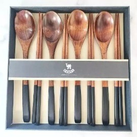 GoldSmile [골드스마일]컬러 옻칠 수저세트 블랙 0167 젓가락 숟가락 선물세트 구정선물 [Goldsmile] Color Lacquer Spoon Set Black 0167 Chopstick Spoon Gift Set Korean New Year Gift