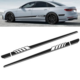 taluoka 2 PCS Car Side Body Long Stripe Decals, 4.52" x 88.58" Vehicle Side Door Decoration Racing Stripe Stickers, Non-Destructive Self-Adhesive Installation Accessories for Trucks Cars (Black)