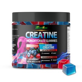 tsunshnes Creatine Monohydrate Chewables 5g (5000mg), Sugar-Free Creatine, Pre-Workout Energy, Veg, Non-GMO, Unisex - 120 Count Cherry Flavor with Blueberry Flavor