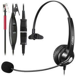 Callez Yealink Phone Headset with Quick Disconnect Cable, RJ9 Office Telephone Headset with Mic Noise Cancelling Compatible with Yealink T20P T21P T42S T46S T48S T54W Avaya 9608 9611 Grandstream Snom
