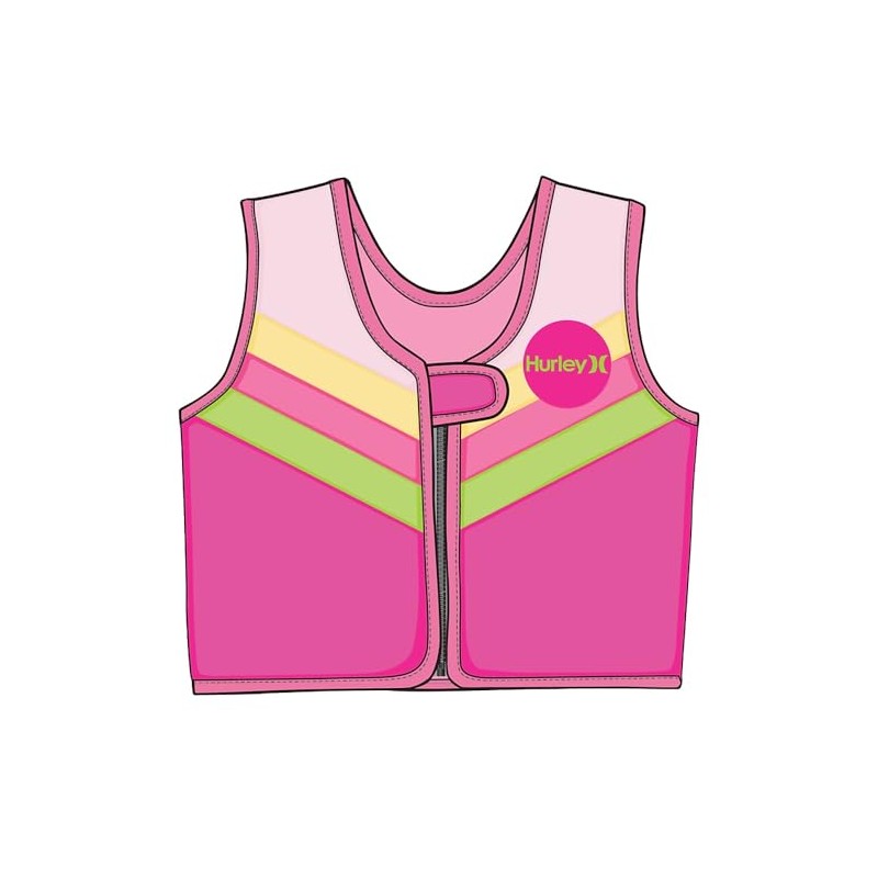 Hurley Neoprene Zip Up Swim Training Vest, Pink