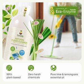 Fuwa3e Pineapple Enzyme Natural Floor Cleaner Lime & Lemongrass - 33.8oz 1 Pack (Makes 44 Gallons) - 99% Organic Mop Soap with Fermented Pineapple Peels - Multi Surface Non Toxic Floor Cleaner