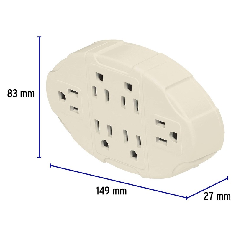 Volteck MUL-610, Multicontacto aterrizado ovalado, 6 entradas