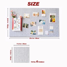 Large Felt Wall Tiles Cork Boards for Office, 35"x23.6" Felt Bulletin Board Tiles Pin Board for Walls Home Decor, Noise Reduction Felt Boards, Felt Tiles Panels for Photos Memos, 6-Pack, Silver Gray