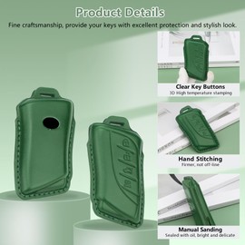 PIFOOG Key Fob Cover for Lexus Green Leather GX ES NX UX LC LS RC Smart Keys Accessories 4 - Button Car Keys Protector Case Shell with Metal Keychain Cool Women Men 1PC