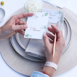 50 Place Cards Eucalyptus Design I Wedding or Christening I Place Cards for Writing Yourself with Text "Schön dass du da bist" I Elegant Seat Cards