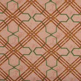 Kt KILOtela - Digitally Printed Half Panama Canvas Fabric Organic Cotton Standard 100 by Oeko-Tex, 100 cm Length x 280 cm Width, Geometric Vintage Base, Salmon Pink, 1 Metre
