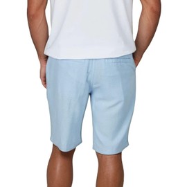 DENIMFY DFAlessio Men's Linen Shorts Regular Fit Drawstring Elastic Waist Plain Black Green Blue Beige White S M L XL XXL 3XL 4XL 5XL, Chambray Blue, 5XL