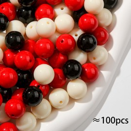 BERMRO 16mm Acrylic Beads Multicolor Focal Beads for Pens Chunk Bubblegum Beads for DIY Jewelry Making Boutique Craft Supplies(Black red)