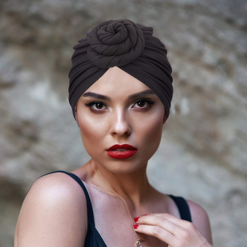DRESHOW 5 Pack Knotted Headwraps for Women African Turban Pre-Knotted