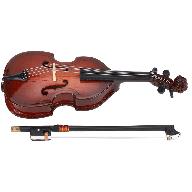 Mini Bass Ornaments Wooden Small Musical Instrument Model Home Decoration