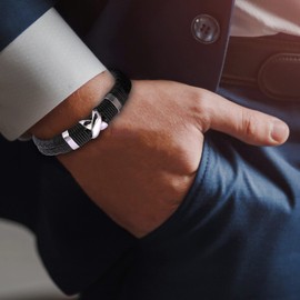 SHIEAGLELD Leather Bracelet Men's Leather Bracelet with Stainless Steel Magnetic Clasp Braided Bracelet for Men and Exclusive Jewellery Box for Men Gifts, Stainless Steel