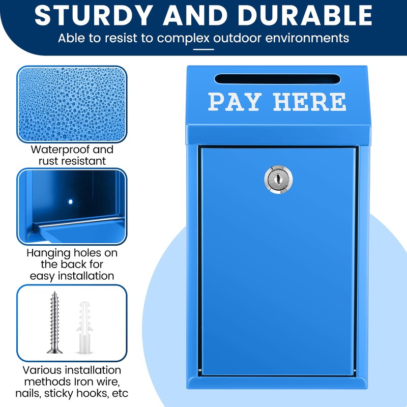 Yaocom Safe Cash Box Money Collection Metal Donation Box with