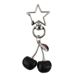 TELAIN Cute Cherry Keyring - Star Keyring, Y2K Aesthetic Kawaii Bag for Car Keys, Women and Girls, black