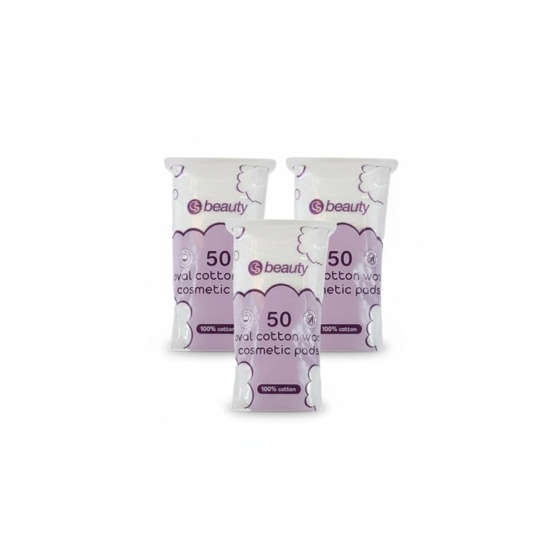 50 Oval Cotton Wool Cosmetic Pads, 100% Cotton - Face