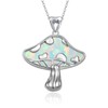 TYSO Mushroom Necklace 925 Sterling Silver Opal Mushroom Necklace Jewelry