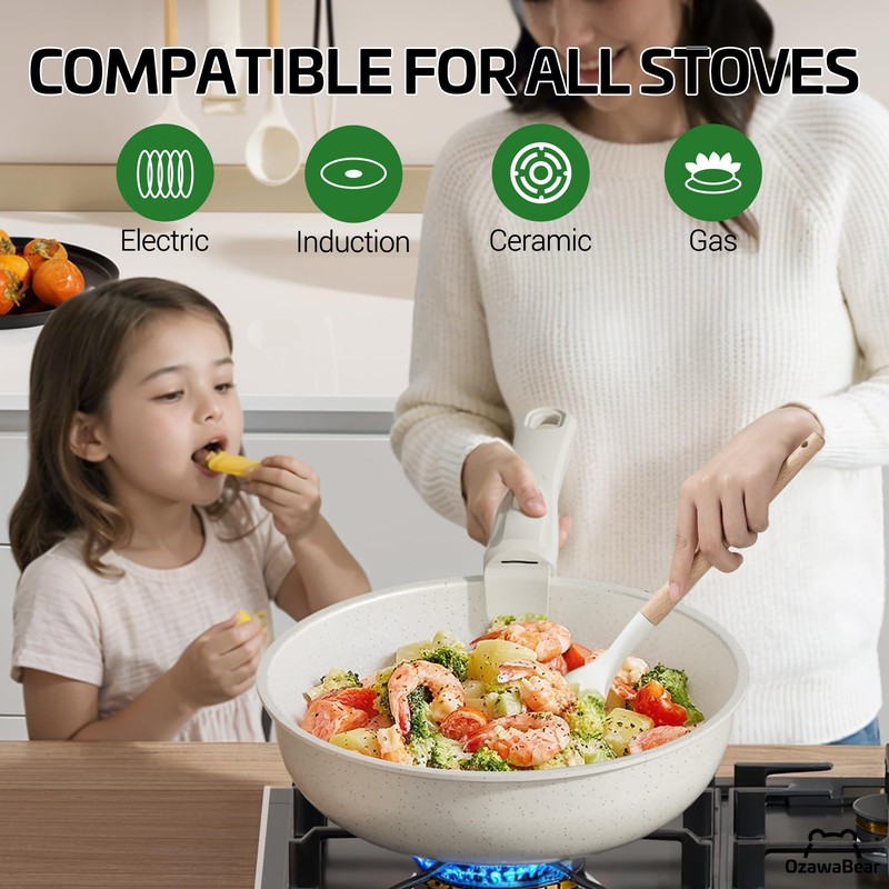 OzawaBear 26 Pcs Pots and Pans Set Non Stick, Ceramic