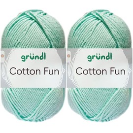 2 x 50 g Gründl Cotton Fun Crochet Yarn 100% Cotton with Instructions for Guinea Pig (34 Mint)