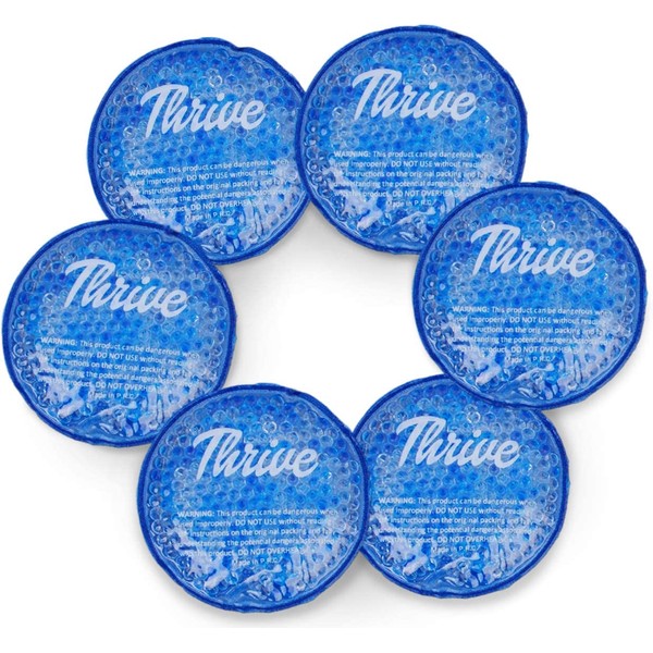 Thrive Round Hot & Cold Ice Packs (6 Pack) â Reusable Gel Bead Ice Pack w/ Cloth Fabric Backing â Hot and Cold Pack for Tired Eyes, Sinus Relief