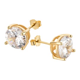 925 Sterling Silber Ohrstecker 5mm Zirkonia weiß vergoldet für Mädchen Damen als Geschenk mit Schmuckbeutel