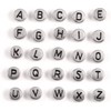 Song Xi 1200pcs Silver Letter Beads for Bracelets, 4x7mm Black