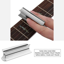 YINETTECH Guitar Slide Tone Bar Compatible with Hawaii 6-String Electric Guitar, with 4 Celluloid and 4 Thumb/Finger Picks Made of Stainless Steel