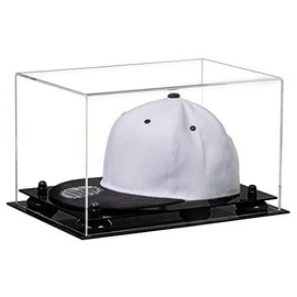 Better Display Cases Clear Acrylic Snapback Hat or Baseball Cap Display Case with Black Risers and Black Base (V40)