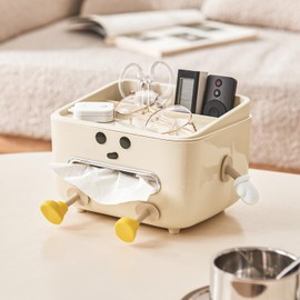 UFORU Multifunctional Tissue Storage Box, Tissue Box Organizer with Storage, Tissue Box Cover Rectangle for Bathroom, Kitchen, Bedroom, Living Room