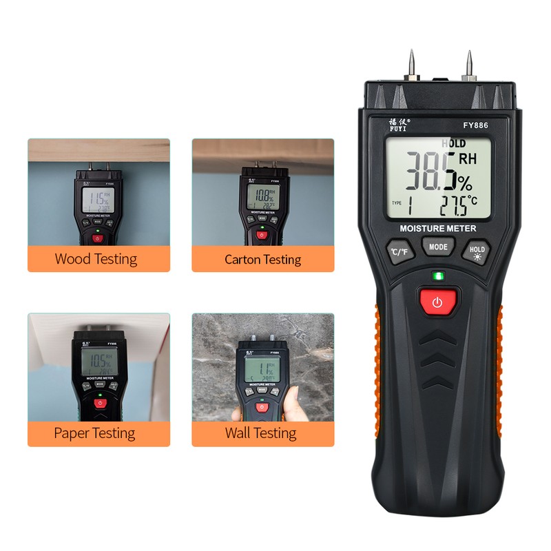 FUYI Digital Damp Meter Detector Wood Moisture Meter Wood Moisture