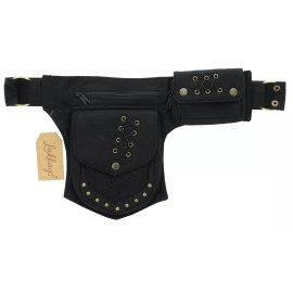 Lakhays Travel Fannypack 70127.1, 100% Cotton Bag with Pockets, Black, One-Size