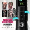 Tattoo Kit: Cordless Tattoo Gun with Adjustable Stroke, 38mm Grip