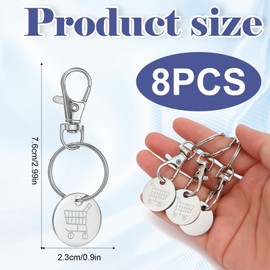 Shopping Cart Key Token Set 8-Pack, 76x23mm Solid Metal Trolley Coin, Compatible with 99% Shopping Carts, Durable Lightweight Design, Ideal for Grocery and Retail Use in Canada