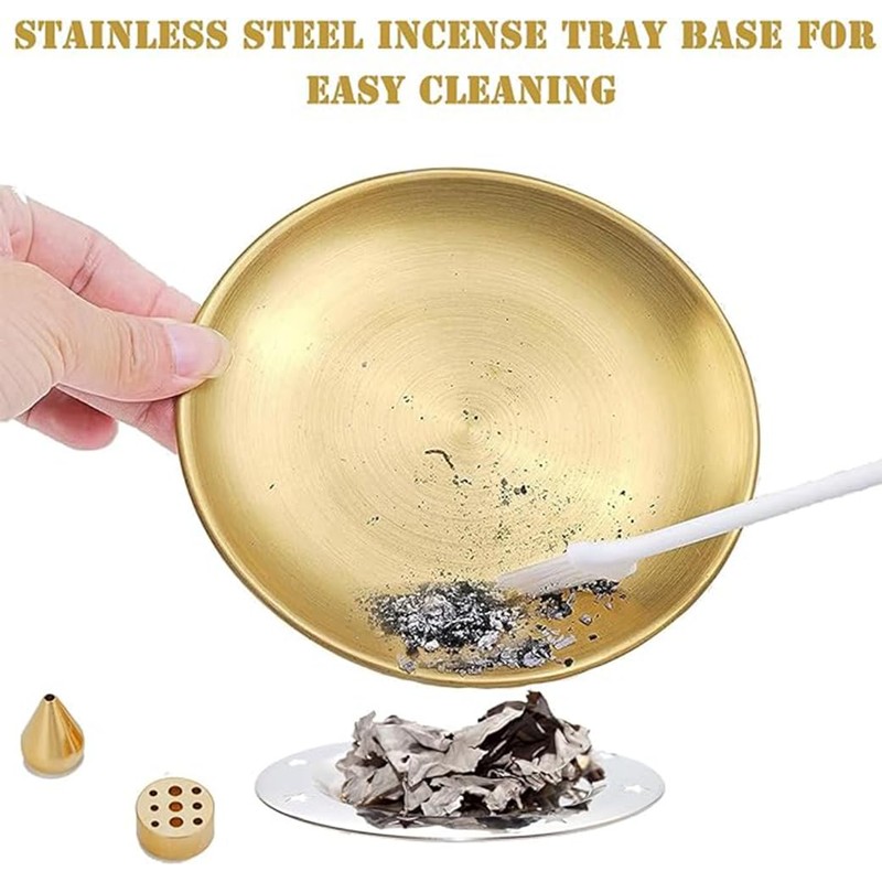 Incense Burner 3 in 1 Stick Incense Burner Removable Brass