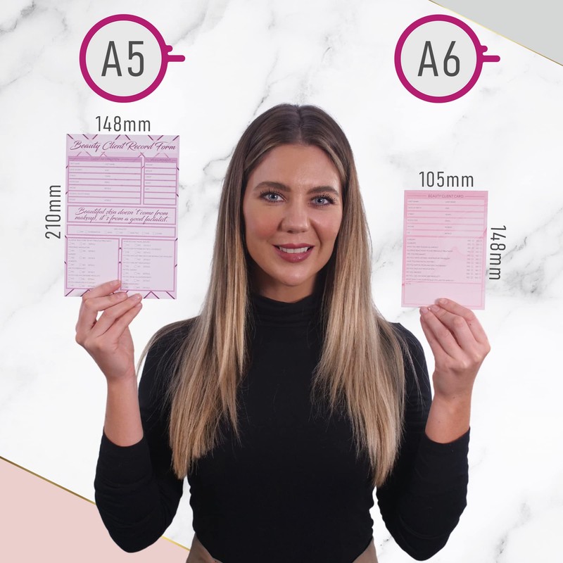 Beauty Client Cards A6 Size - Salon and Therapist Customer