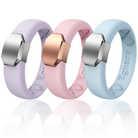 Egnaro Silicone Wedding Bands for Women, Inner Arc Ergonomic Breathable Design Womens Silicone Wedding Ring with Metal Plate, 4mm Width Rubber Wedding Bands Women with Metal Plate, No-Toxic,Skin Safe