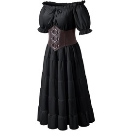 TOKYO REVENGERS Renaissance Medieval Costume Fairy Victorian Dress Peasant Cottagecore Costume Pirate Cosplay Costume Accessories Set(BK M)
