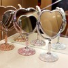 Bestbling Luxury Bling Double-Sided Tabletop Makeup Mirror, Heart Shape Metal