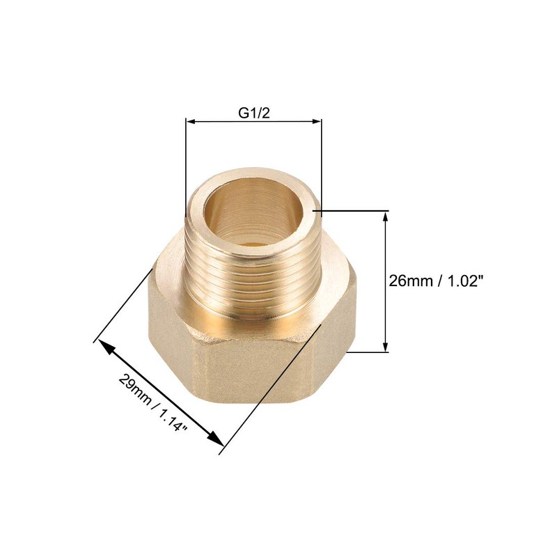 sourcing map Brass Threaded Pipe Fitting G1/2 Male x G3/4
