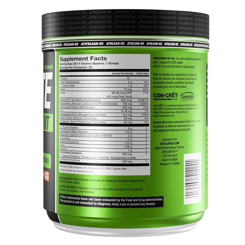 X-CITE Pre-Workout by ATHLEAN-X - Enhanced Formula with Beta-Alanine, Creatine
