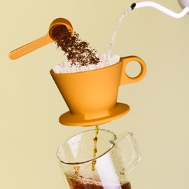 Verve Dwell Dripper Pour Over Coffee Maker Set, Non-Electric Coffee Dripper, Manual Brew Maker (Yellow)