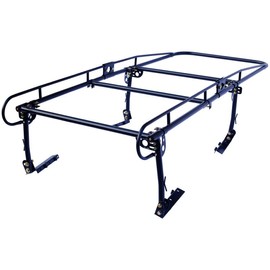 1000 LBS Adjustable Truck Contractors Rack Ladder Pickup Kayak Lumber Rack Side Bar Long Cab - option: Black + Steel-2