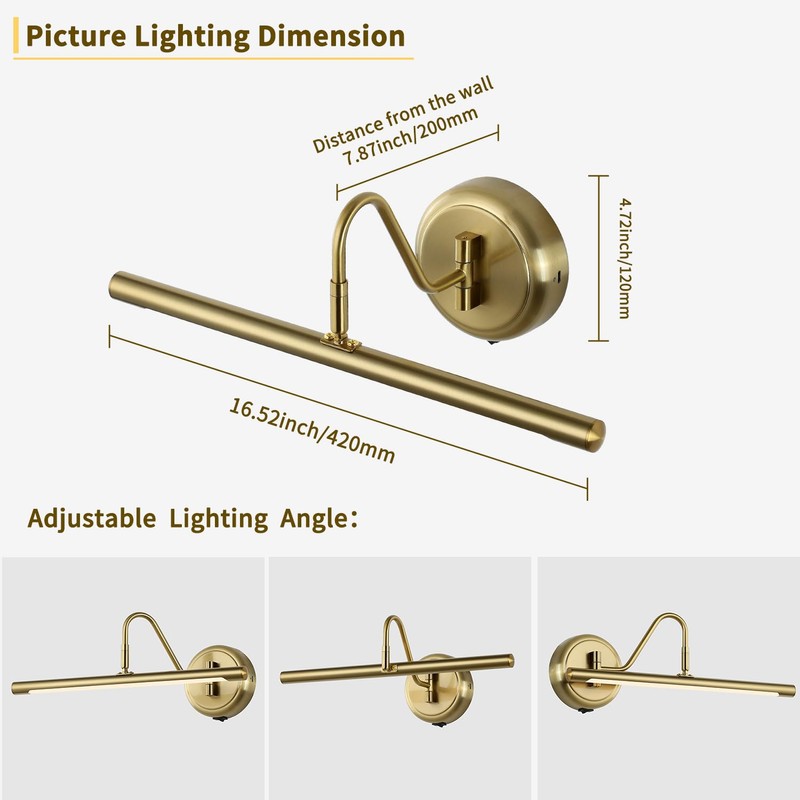 JOOSENLUX Battery Operated Picture Light Gold - Modern Wireless Picture