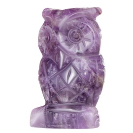 LEADGEM Amethyst Crystal Owl Figurine Ornament Gifts Hand Carved Gemstone Animal Carvings Collective Crystal and Healing Stones Paperweight for Home Office Decor