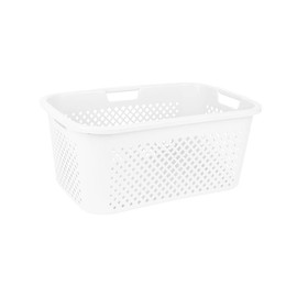 Superio Gradient Perforated Laundry Basket with Ergonomic Handles - Modern Slim Design - White