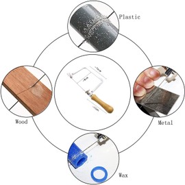 LinaLife 5.9" Coping Saw Frame Delude Coping Frame/End Screw Wood working Saw Bow jewelers saw Wire Carved U-shaped Hand Hacksaw Handle Tools with 12pcs blade