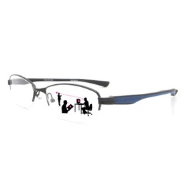 Sightline T611 Progressive Multifocus Reading Glasses For Men and Women Lightweight XL Wide Fit Premium Frame Blue 2.00