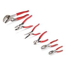 TEKTON Pliers Set, 6-Piece (Groove Joint, Slip Joint, Long Nose, Diagonal Cutting, Lineman's) | PLR99020